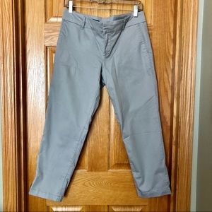 Light grey slacks, flood length